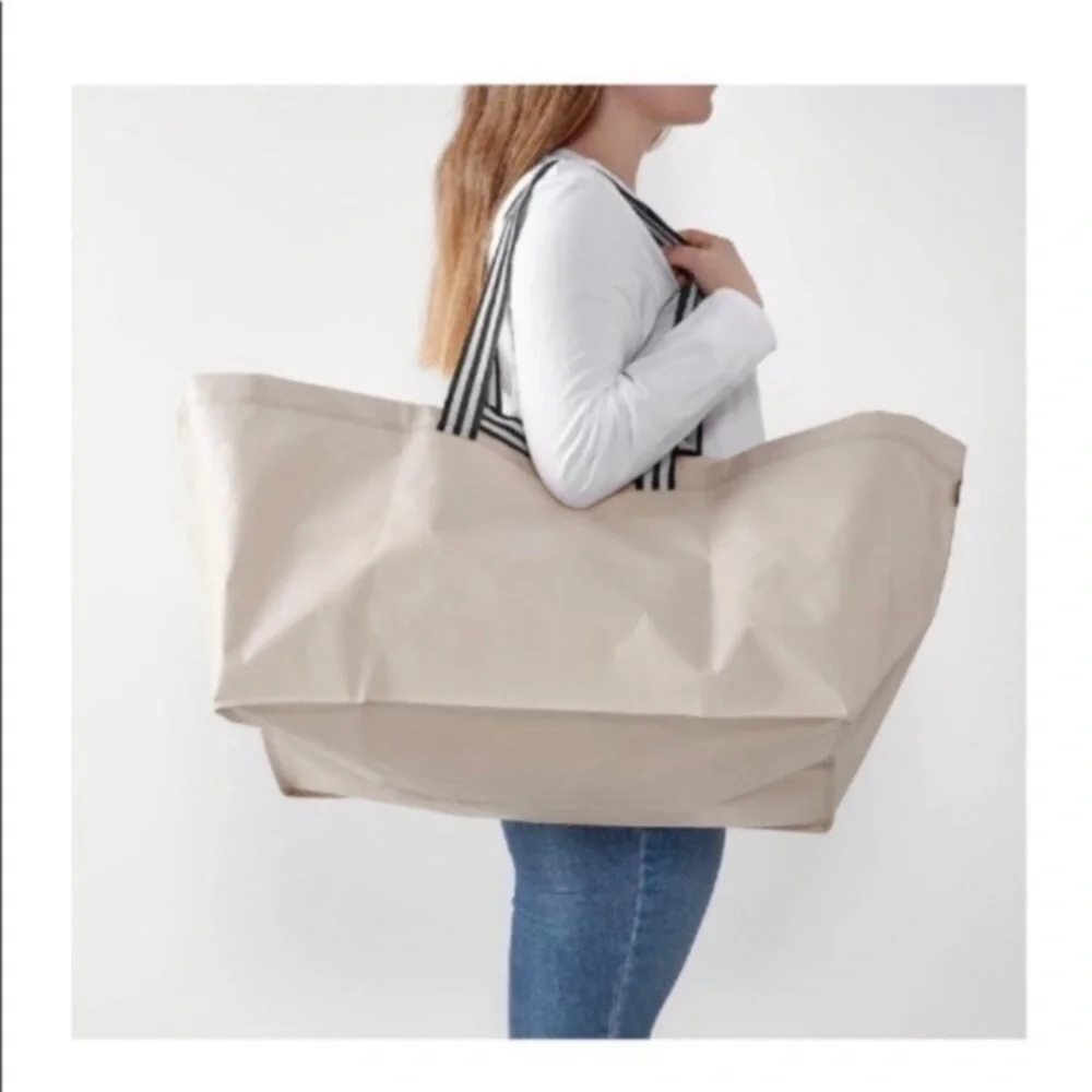 Ikea Bundle of 2 Reusable Tote Bag GORSNYGG Large Beige NEW NWT Storage Bags - Picture 2 of 5